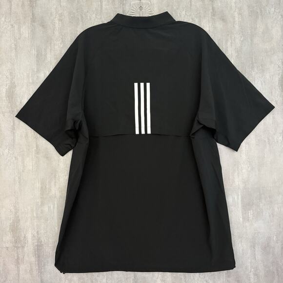 Adidas Jacket Mens Small Triple Stripe Short Sleeve Batting Windbreaker Black - Picture 2 of 14